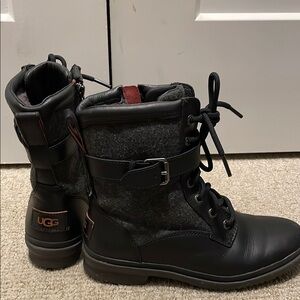 UGG Black and Dark Gray Leather Boot (Kesey women’s boot)
